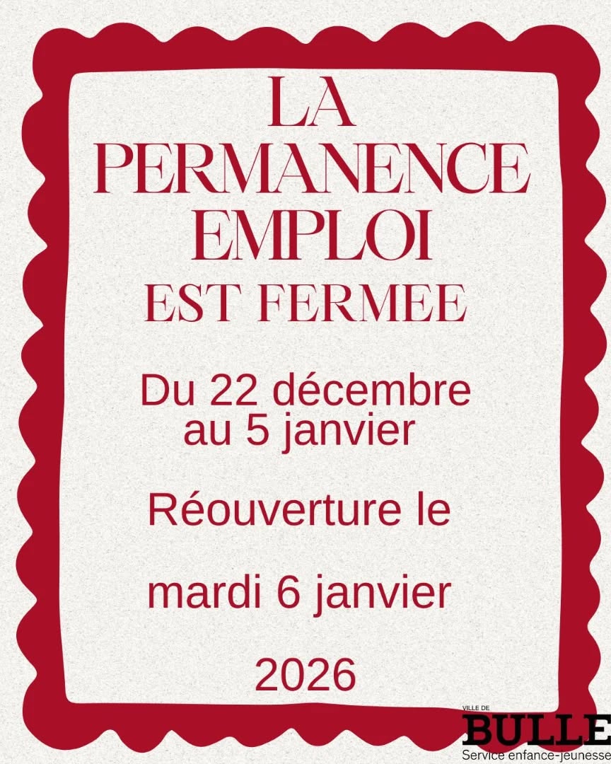 Comme pour le centre, la Bulle Pro et sa permanence emploi sont fermées durant les vacances ! ❄