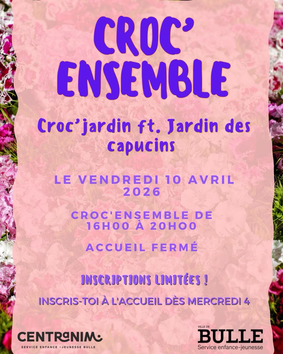 Croc’Jardin vendredi 10 avril🪴
Inscris-toi!
