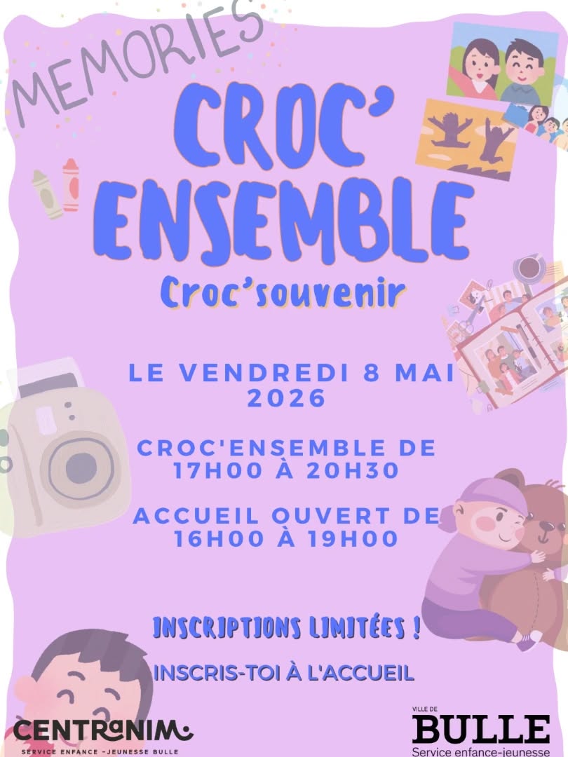 Croc'souvenir !
Replonge toi en enfance en cuisinant😋🍴
Inscription dès ce mercredi 06 mai à l'accueil 🖋