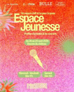 Le Service Enfance Jeunesse de la Ville de Bulle est de retour cette année aux Francomanias avec l’Espace Jeunesse ! 🎤🤩 Viens profiter d’un lieu chill, créatif et festif.
Un immense merci à Ébullition, La Souche et les Francomanias avec qui nous avons travaillé sur cette édition. Un grand merci aussi à STOP VIOLENCE pour son précieux soutien 🫶🏼