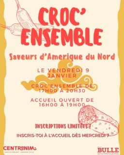 Inscrit toi dès le 07 janvier pour le premier croc’ensemble de l’année 2026! 😋
Saveurs Amérique du Nord 🌯🌮