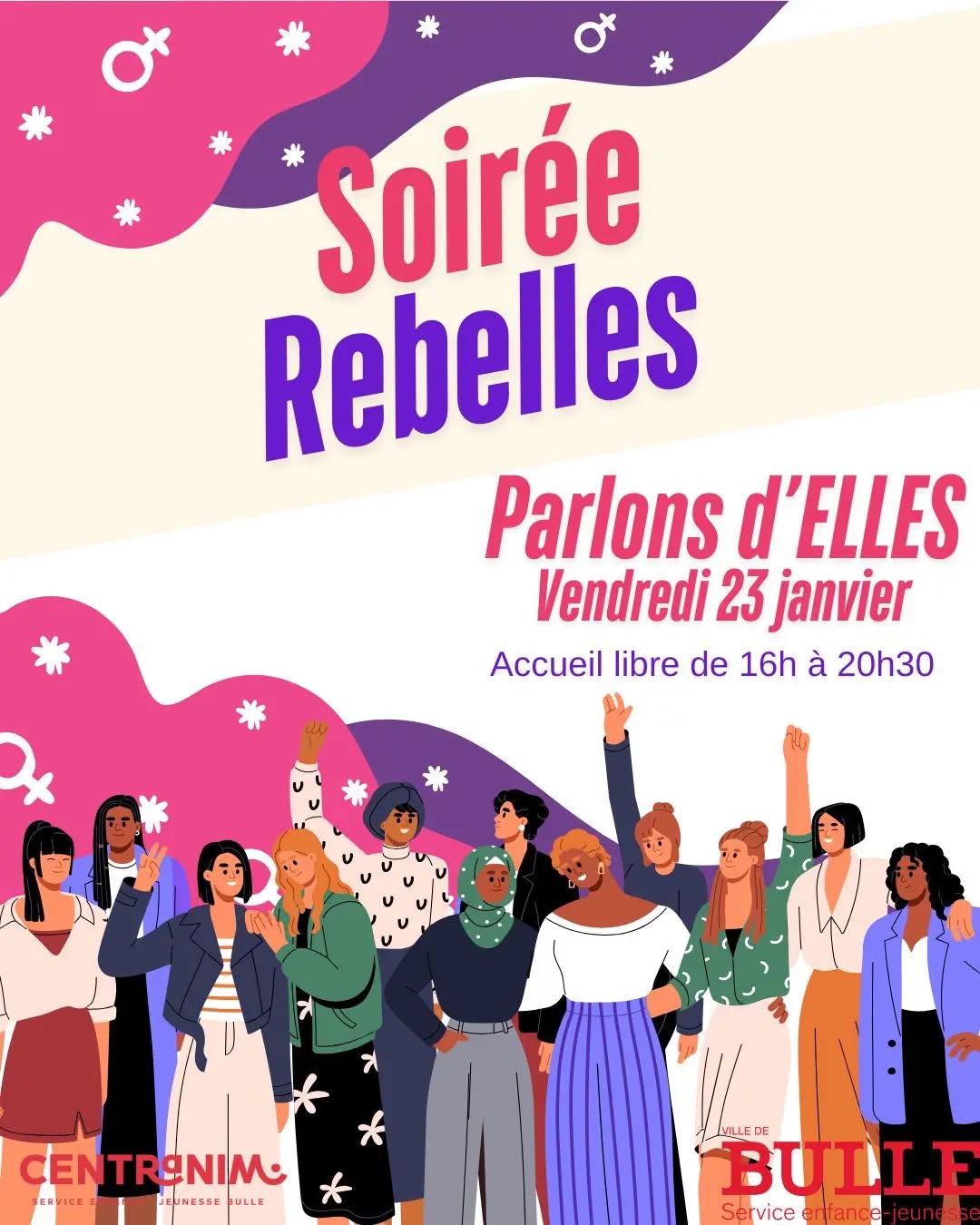 Le vendredi 23 janvier se déroulera la Soirée Rebelles au Centranim ! On t'attend pour des discussions autour d'ELLES